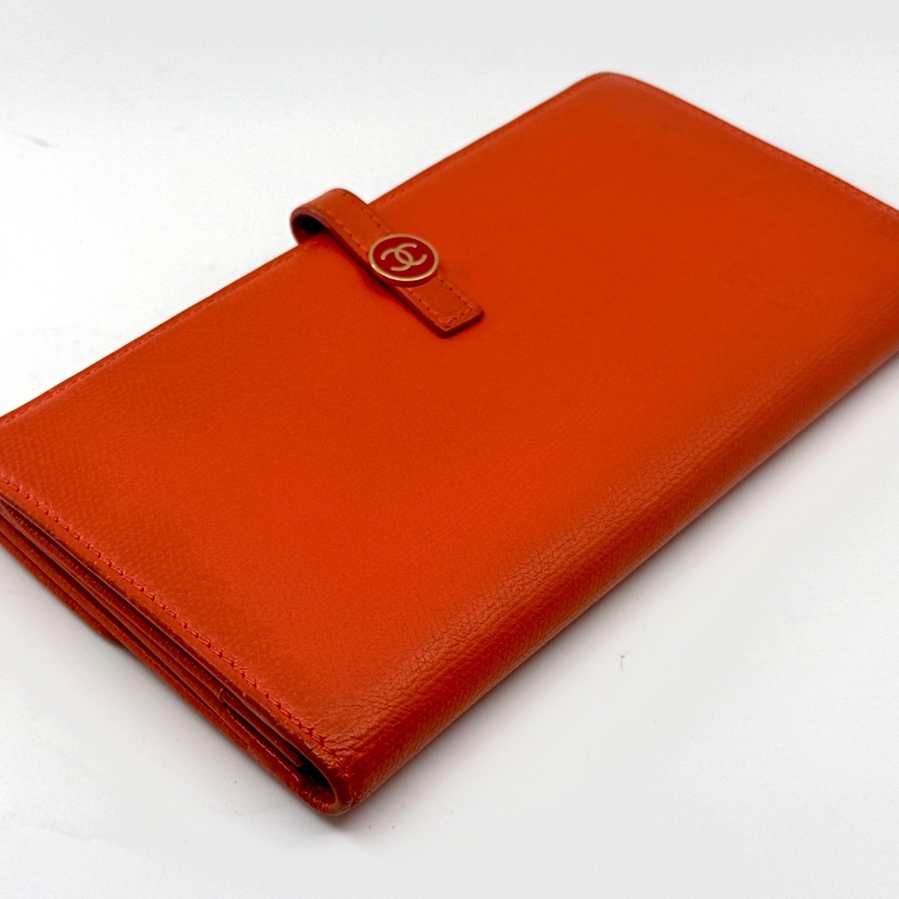 Authentic Chanel Coco Button Wallet, Orange Color… - image 7